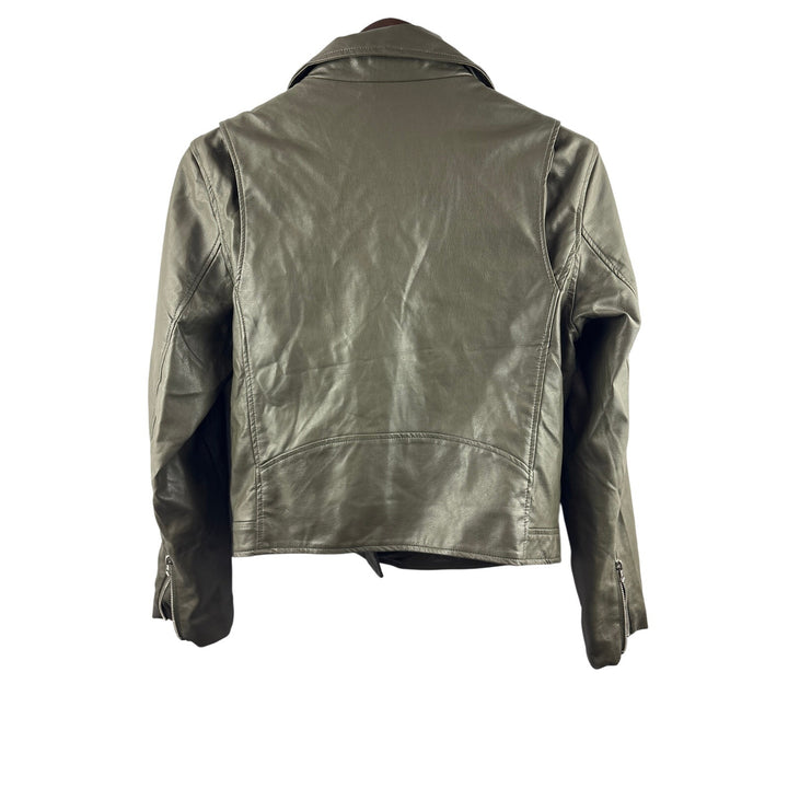 Women’s Zenana Large Olive Green Faux Leather Biker Jacket