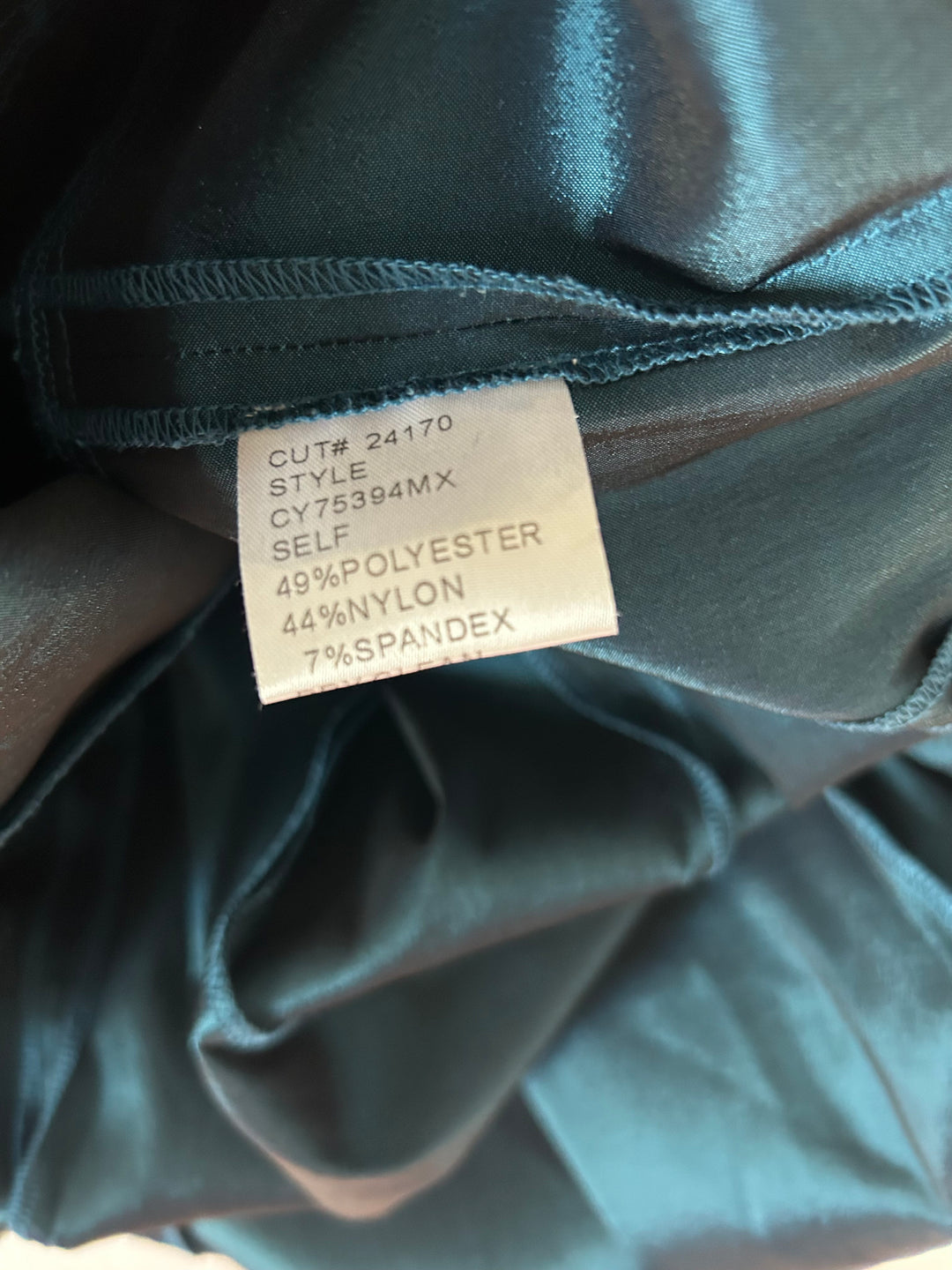 Tadashi Collection Women’s Size 8 Deep Teal Blue Green Satin Tie Waist Midi Dress Ruched Sleeve cocktail