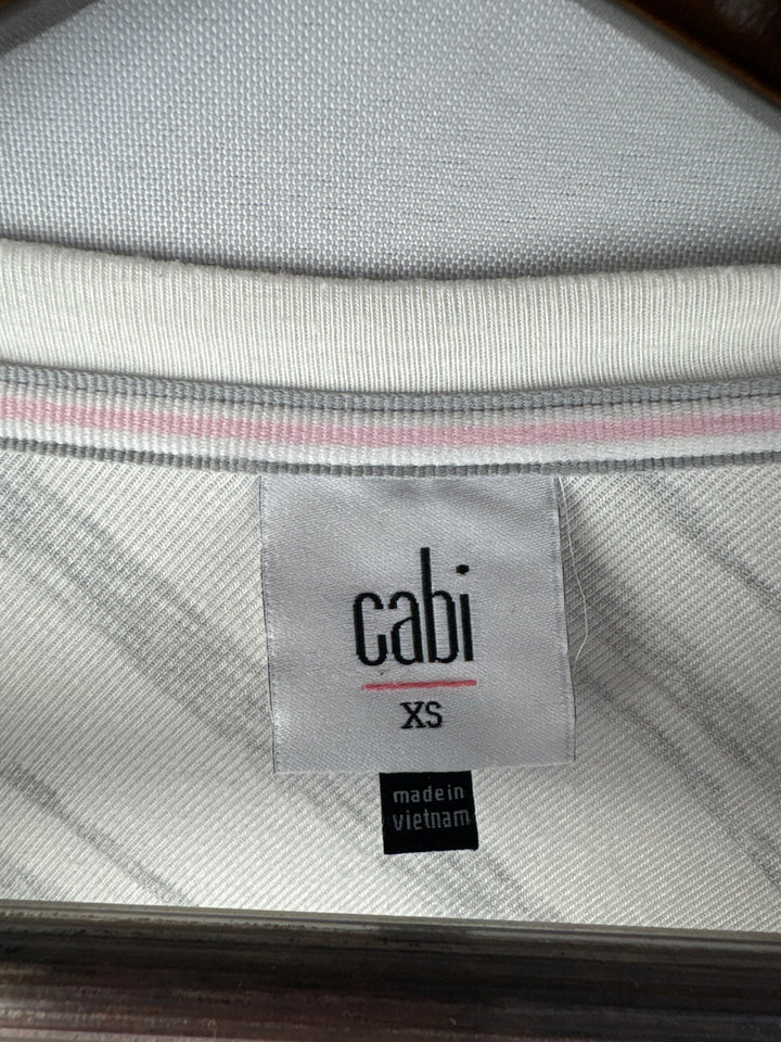 Women’s Cabi XS White w/ Gray Stripes Long Sleeve Shirt