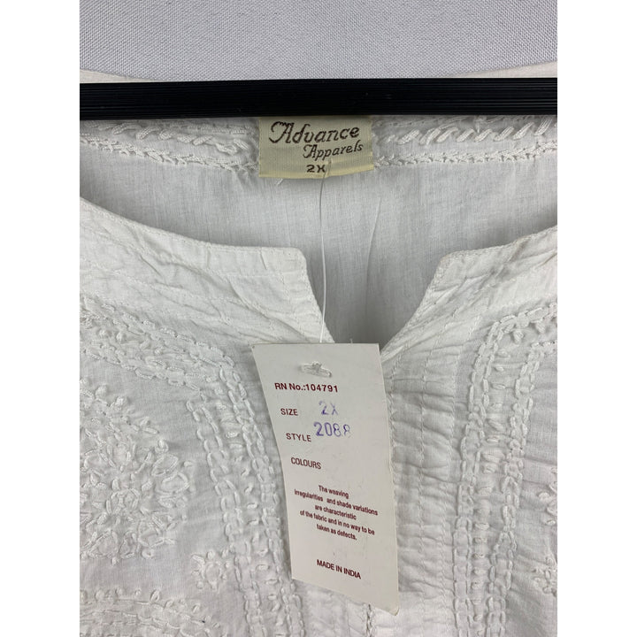 Women’s NWT Advance White Embroidered Cotton Shirt Size 2X
