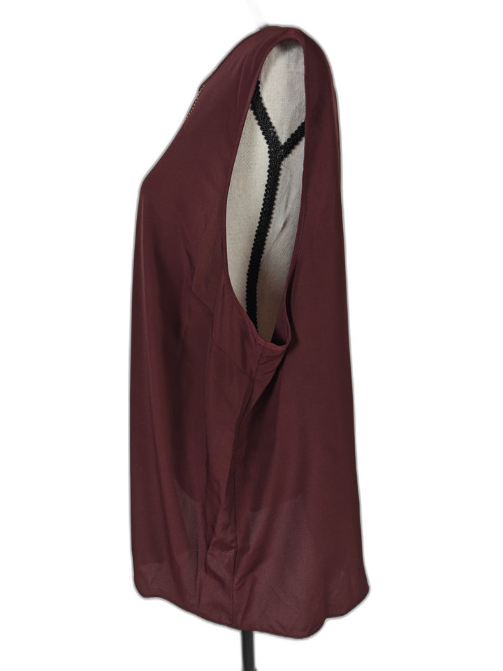 Womens Michael Kors Sleeveless Studded Blouse Merlot Size 2X