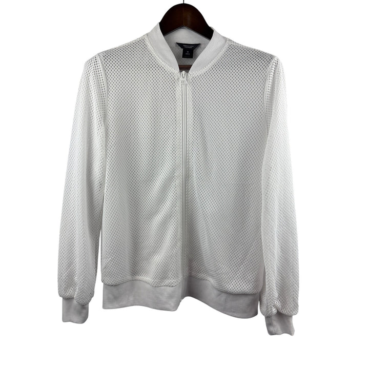 Women’s Simply Vera Vera Wang Medium White Mesh Bomber Jacket