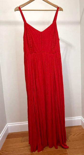 Torrid Ladder Trimmed Red Swiss Dot Maxi Dress Sz1X(14–16) NWT