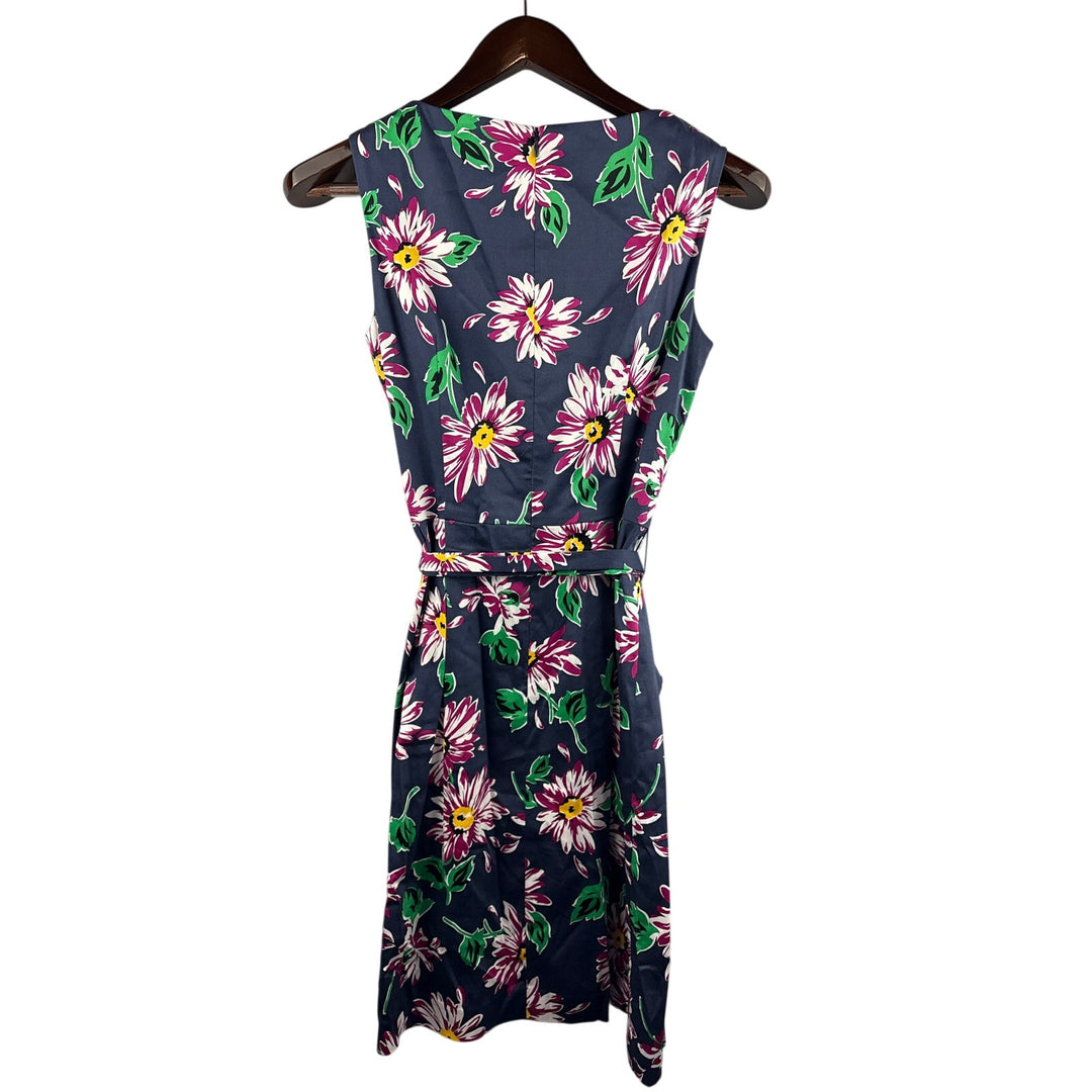 Women’s Anne Klein Size 2 Navy Blue Floral Business Dress w/ Detachable Belt