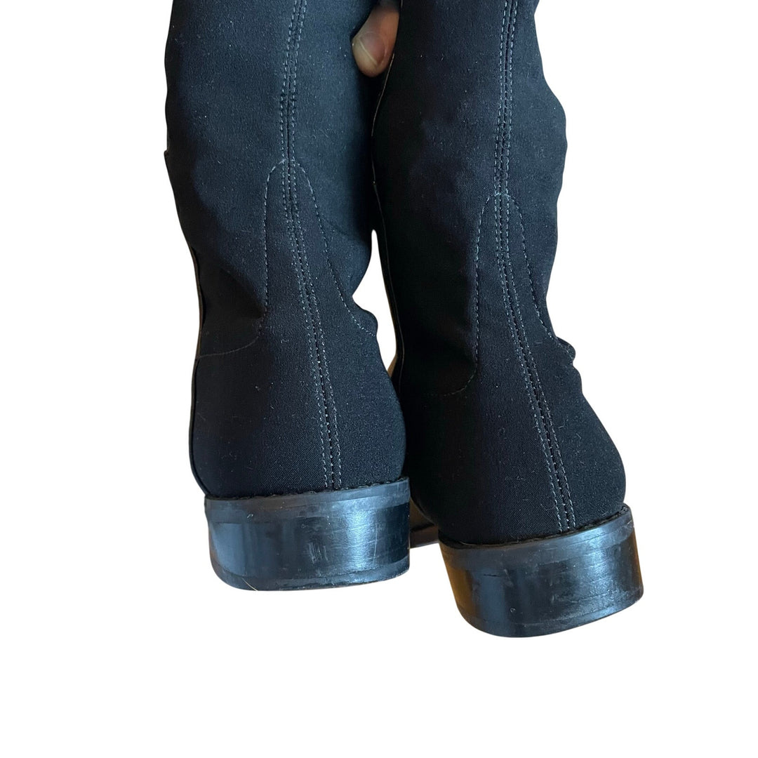 Stuart Weitzman 5050 Black Leather Elastic Back Round Toe Tall Boots EU35.5 US5