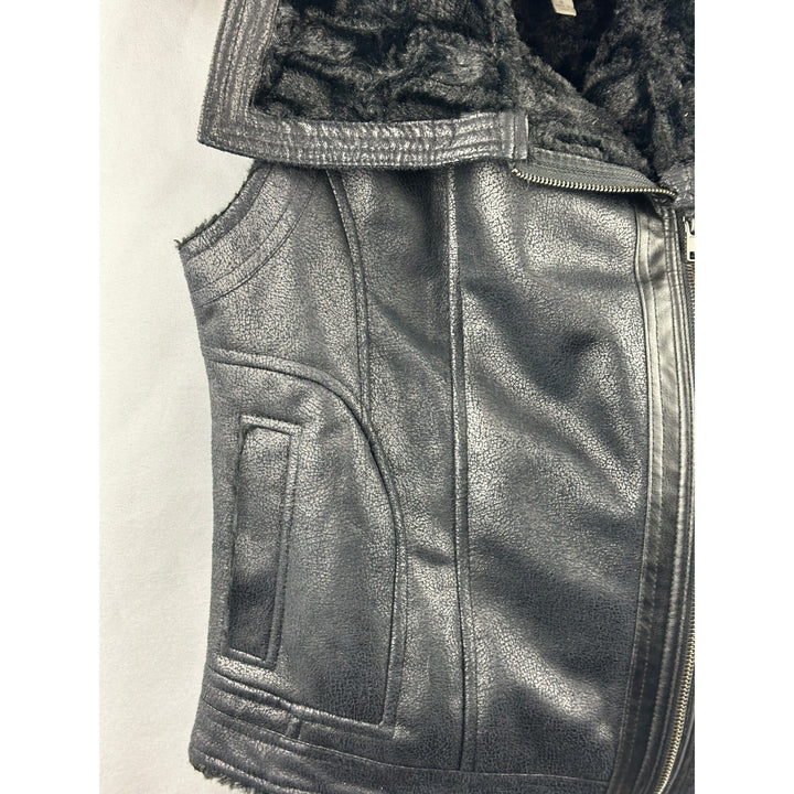 Women’s Olive & Oak Faux leather and fur biker vest Size Small