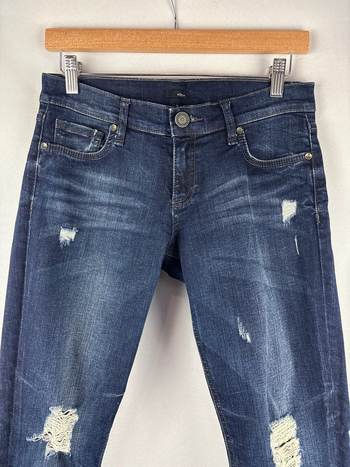 Women’s Edyson Size 26 Dark Wash Blue Distressed Jeans