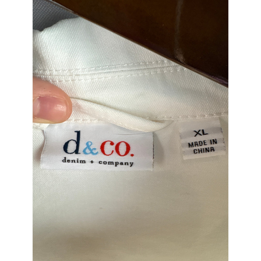 Women’s d&co. XL White Jean Jacket w/ Bejeweled Buttons