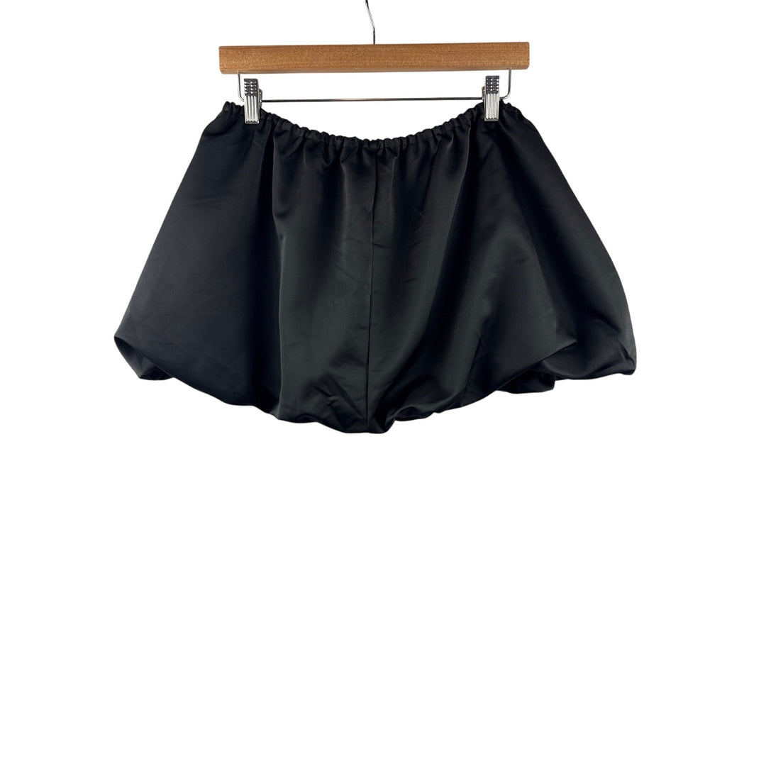 Women’s WHATWEWORE Size 10 Black Satin Mini Bubble Skirt