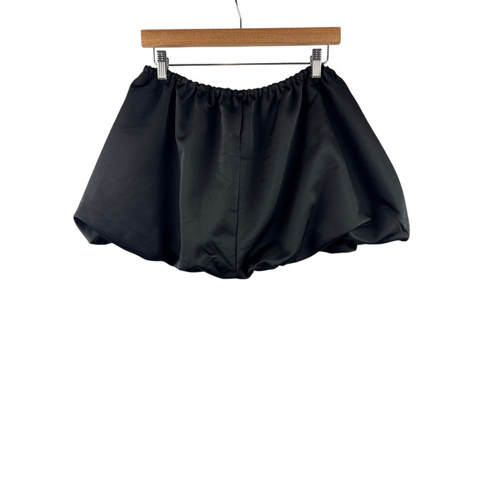 Women’s WHATWEWORE Size 10 Black Satin Mini Bubble Skirt