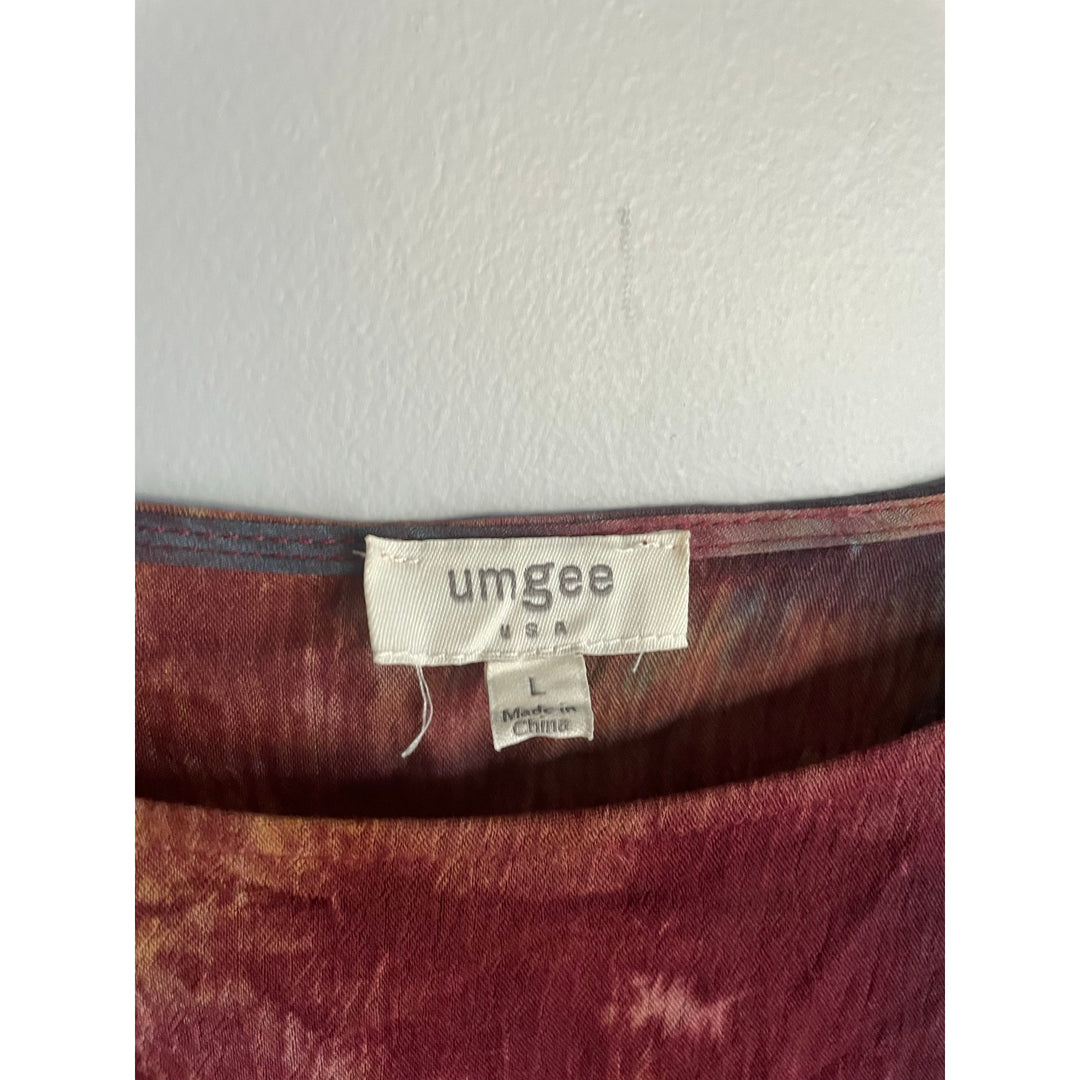 Umgee Tunic Lagenlook Boho Art to Wear Burnout Tie Dye Bell Sleeve Large NWOT