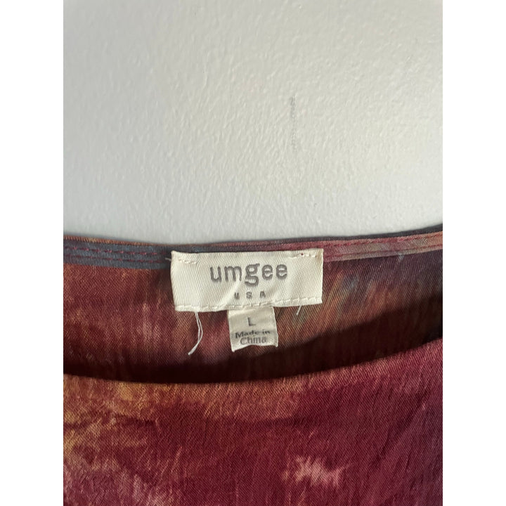 Umgee Tunic Lagenlook Boho Art to Wear Burnout Tie Dye Bell Sleeve Large NWOT