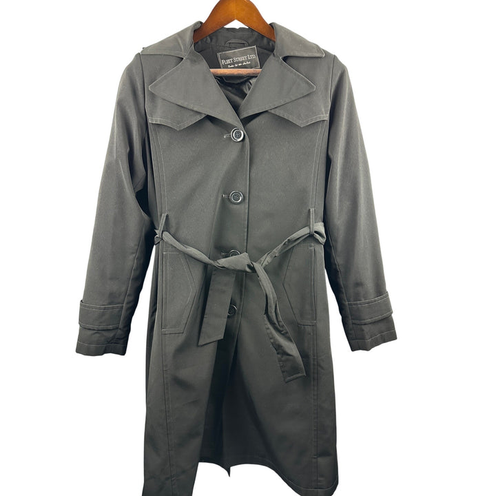 Women’s Fleet Street Black Trench coat w/removable liner Size 6P
