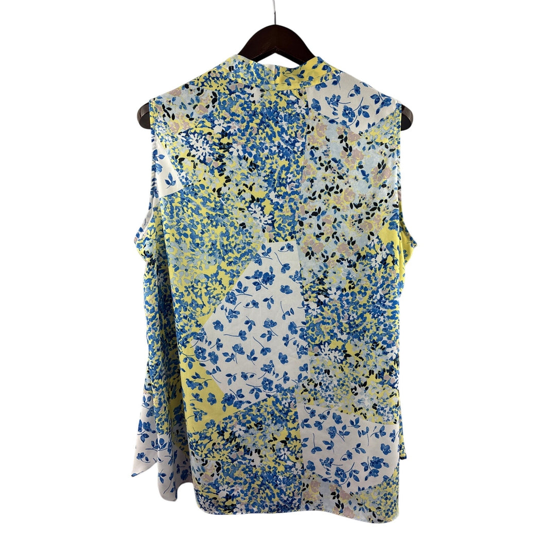 Women’s Jones Studio Size 2X White, Yellow, & Blue Floral Sleeveless Blouse