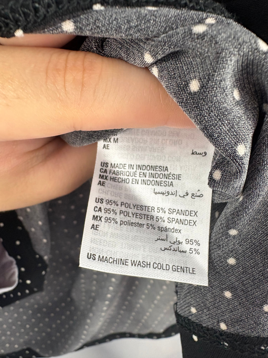 Women’s Charter Club Medium Black Blouse w/ White Polka Dots