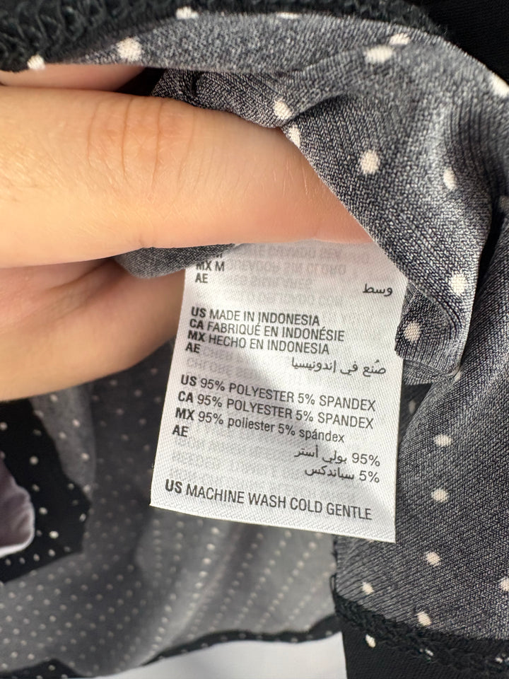 Women’s Charter Club Medium Black Blouse w/ White Polka Dots