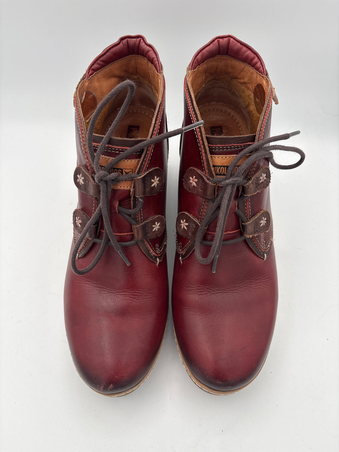Women’s Pikolinos Size 9.5 Cherry Red Wedged Ankle Boots