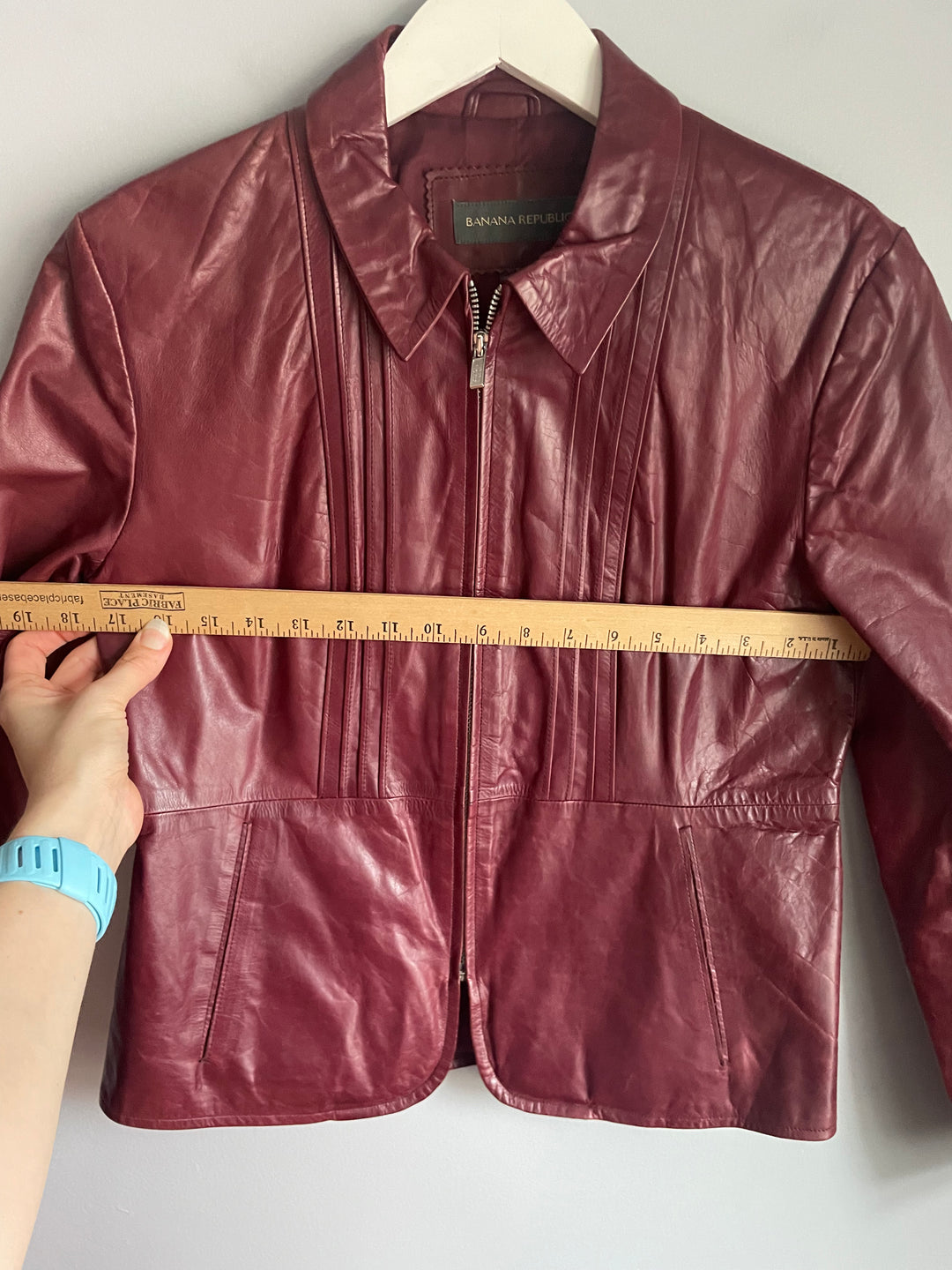 Banana Republic Oxblood Burgundy Genuine Leather Jacket Zip Front Size 6 Vintage Y2K