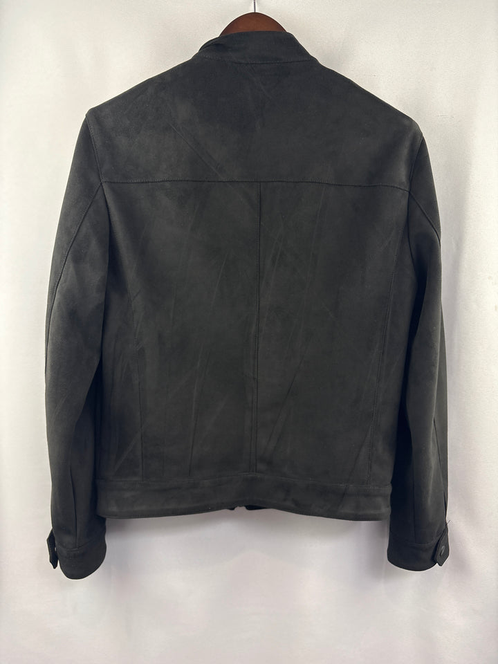 Men’s Express Small Black Suede Zip-Up Biker Jacket