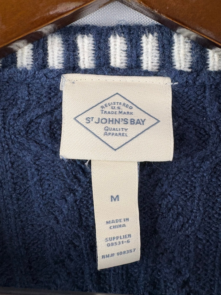 Women’s St. John’s Bay Medium Cream & Navy Knit Sweater