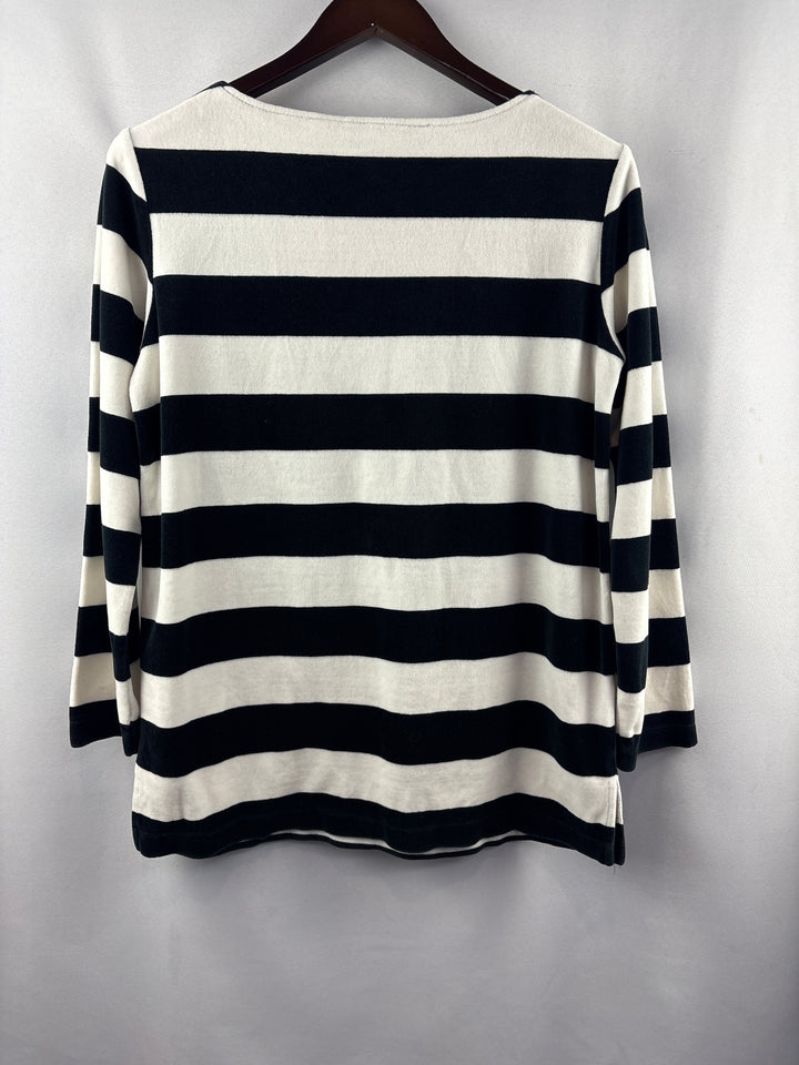 Women’s Josephine Chaus Small Black &amp; White Striped Long Sleeve