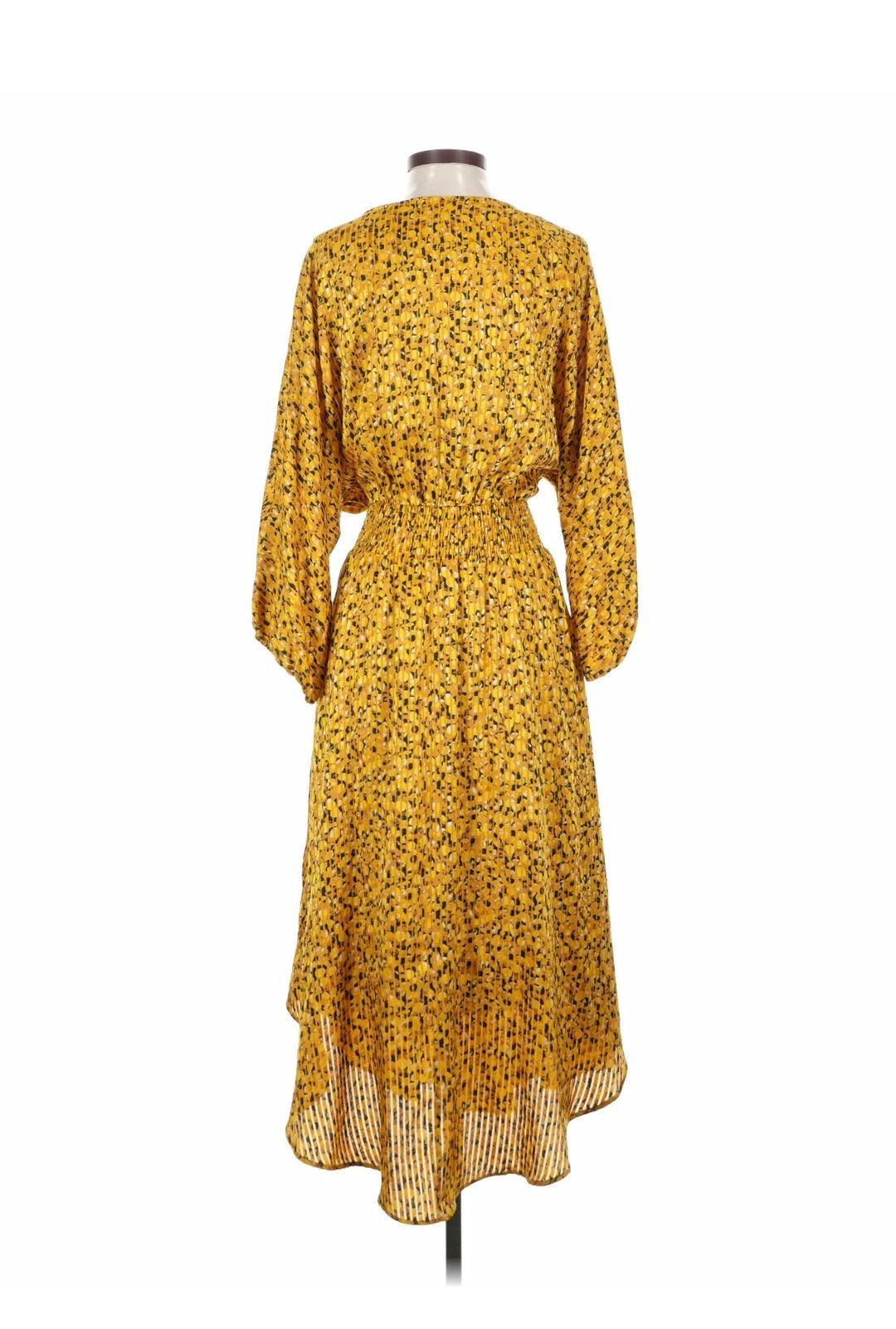 Anthropologie Yellow Floral Springtime Boho Party V-neck long Dress Size S