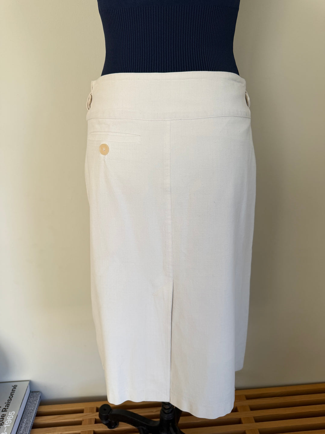 Plein Sud White Wrap Style Midi Skirt with Buckle Details