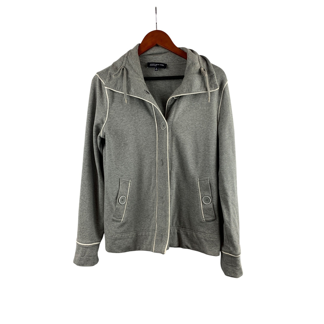 Jones New York Signature Hoodie Jacket M Gray Cotton/Spandex Womens