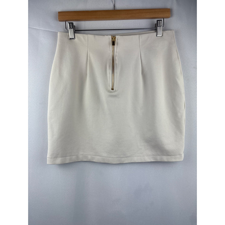 Premise Studio Womens Beige Mini Skirt With Front Zipper Size 8