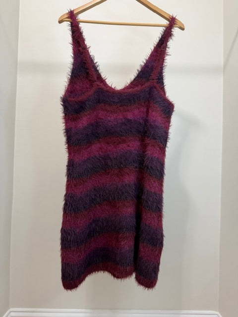Savage X Fenty Fuzzy Stripe Plush Knit Mini Dress XL New With Tags
