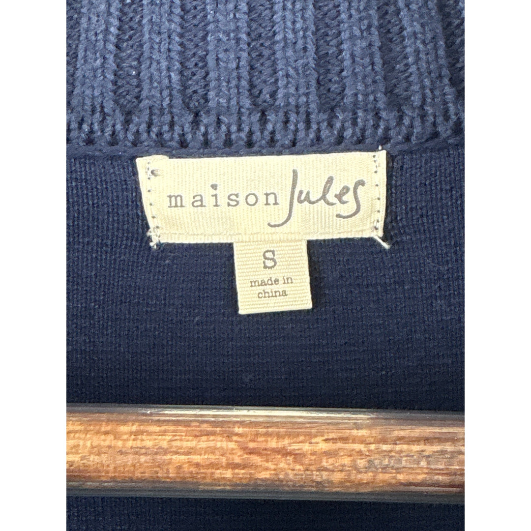 Women’s Maison Jules Small Navy Blue Double Breasted Short PeaCoat Sweater