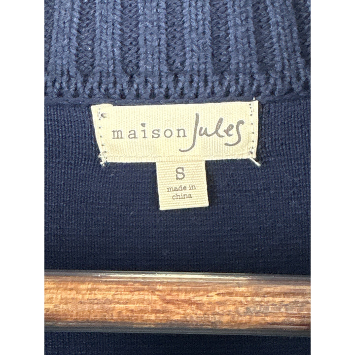Women’s Maison Jules Small Navy Blue Double Breasted Short PeaCoat Sweater