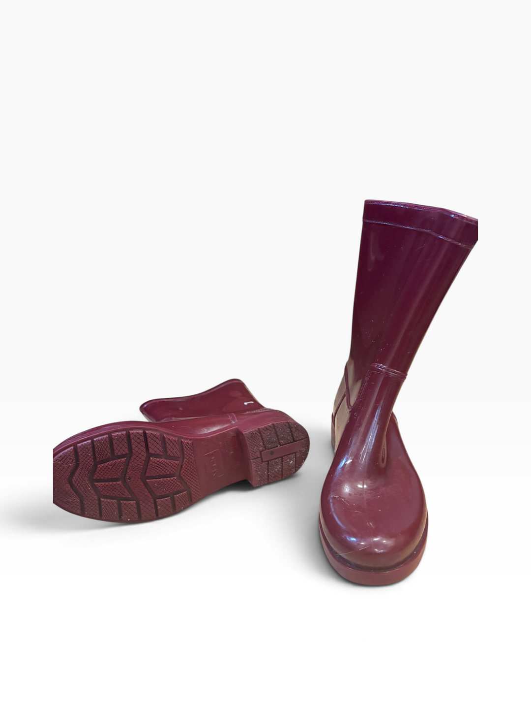 ALDO Burgundy Rain Boots Size 9 Studded Mid Calf Rubber Wellies Moto Punk