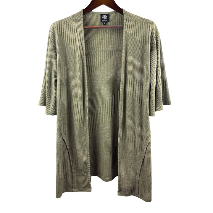 Women’s Bobeau Medium Olive Green Short Sleeve Sweater