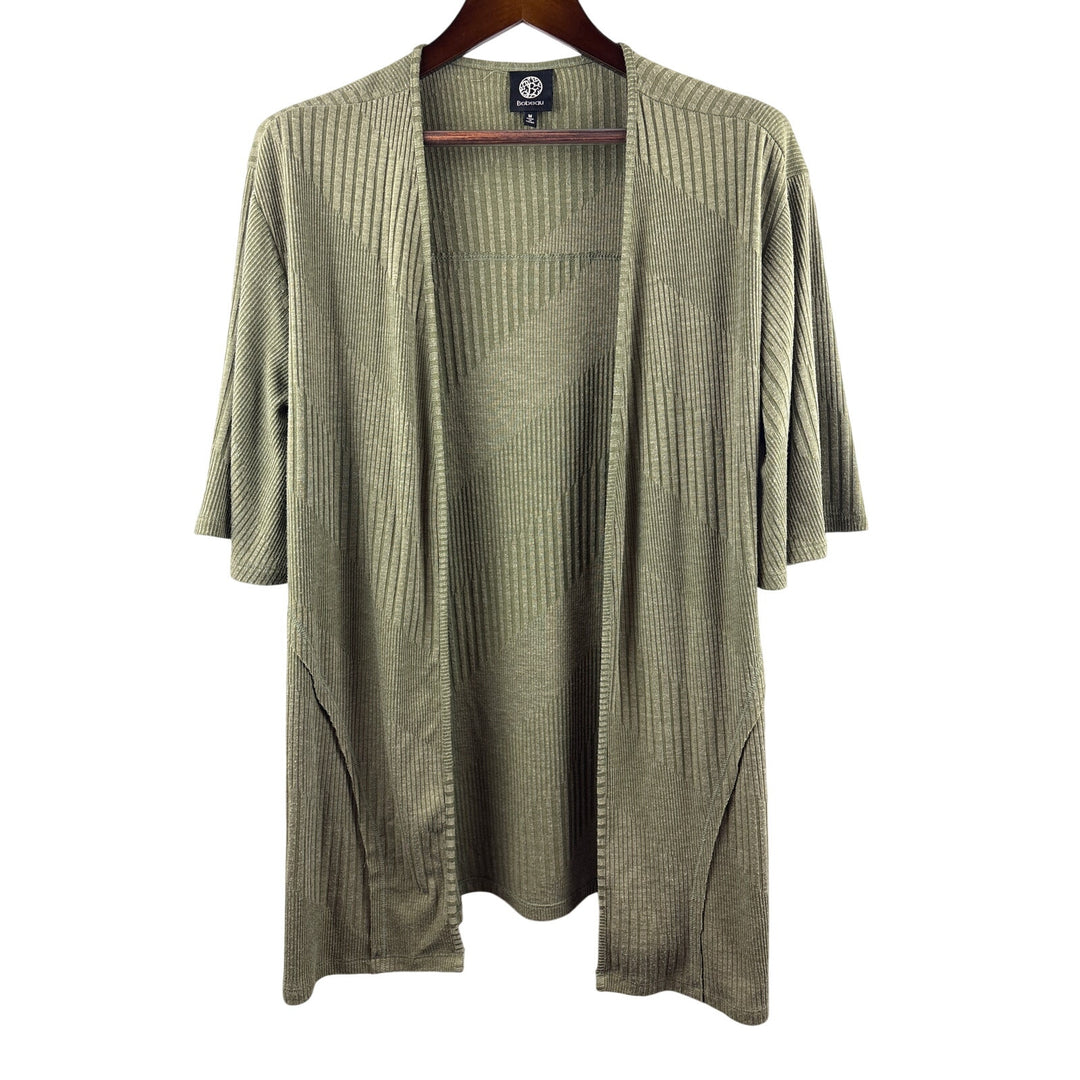 Women’s Bobeau Medium Olive Green Short Sleeve Sweater
