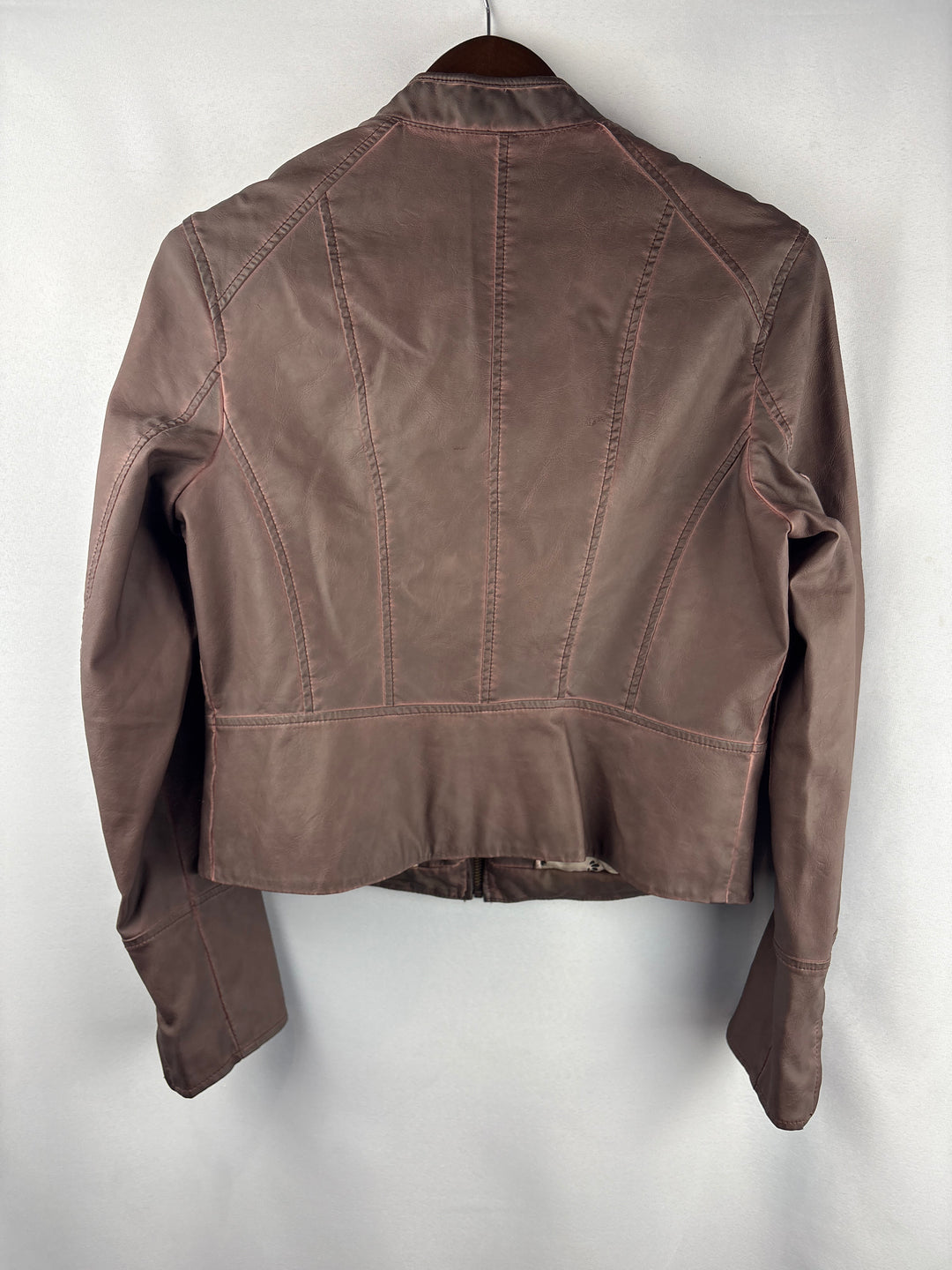 Women’s Hei Hei Large Muted Mauvish Brown Faux Leather Jacket