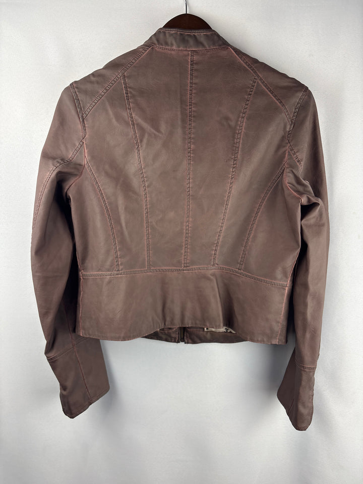 Women’s Hei Hei Large Muted Mauvish Brown Faux Leather Jacket