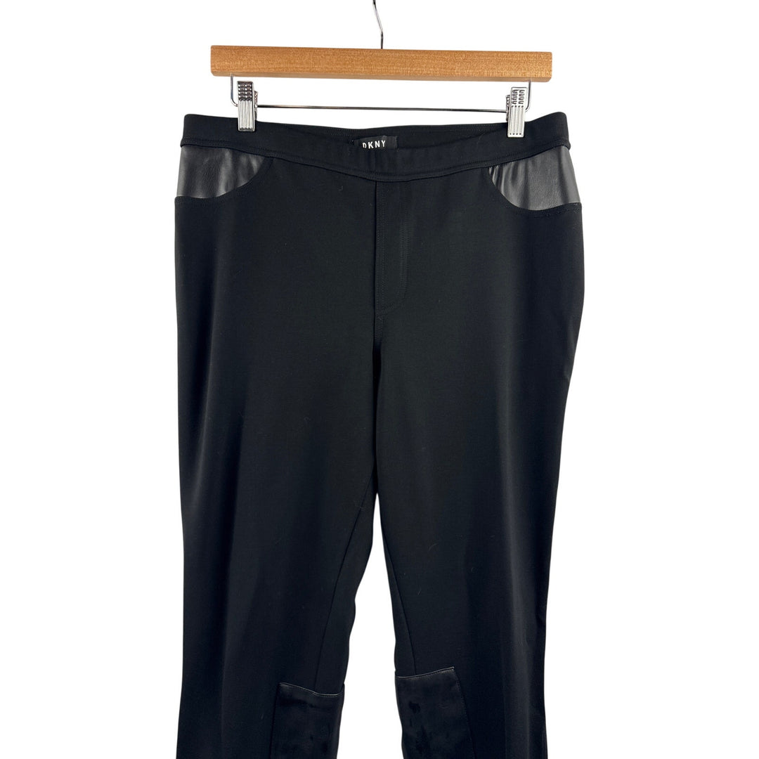 Women’s DKNY Large Black Jeggings w/ Faux Leather Details
