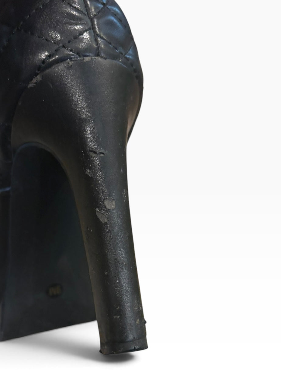 Kelly &amp; Katie Black Quilted Ankle Booties Size 9 Heeled Buckle Zip Platform