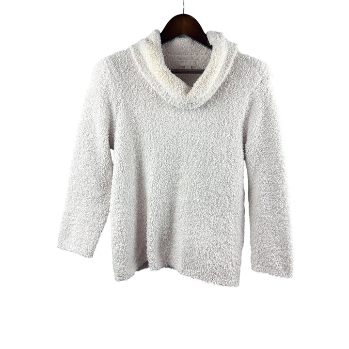 Women’s Barefoot Dreams Medium Cream Turtleneck Pull Over Plush Sweater