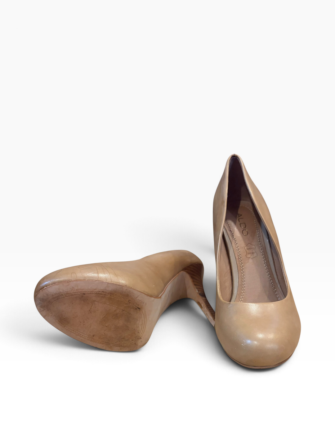ALDO Tan Beige Genuine Leather Platform Pumps Heels Size 9 Nude Stiletto