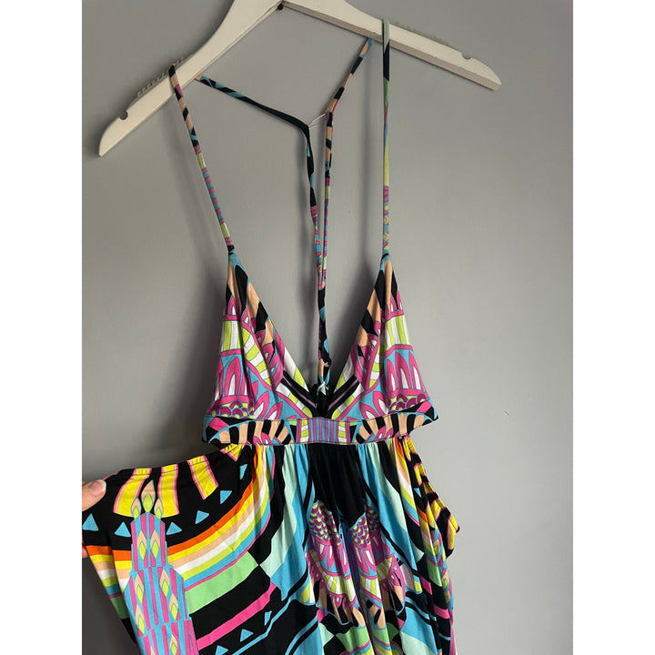Mara Hoffman Swim Triangle Cutout Maxi Dress Medium Boho Aztec Dopamine Vacation