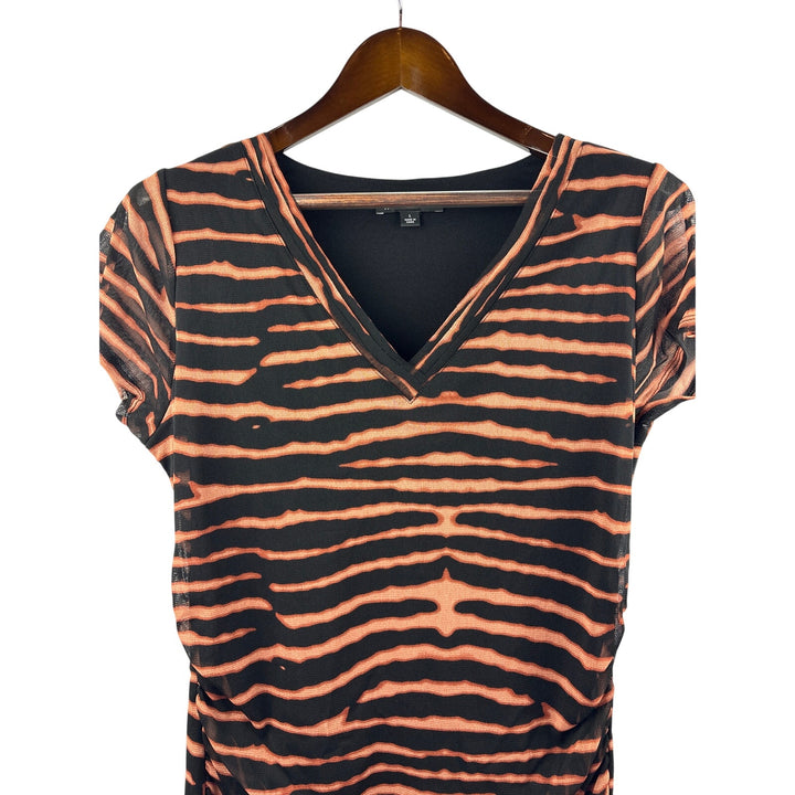 Women’s I.N.C Large Black & Reddish Orange Tiger Striped Blouse