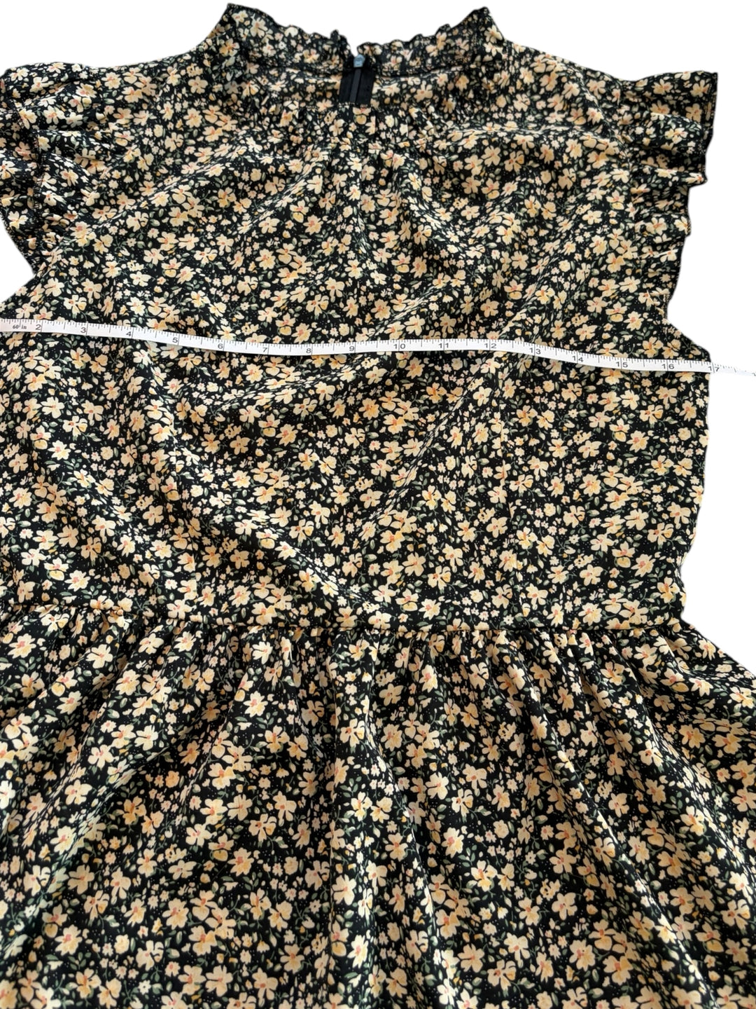 Cupshe Black Floral Ruffle Sleeve Women's Mini Dress Size M