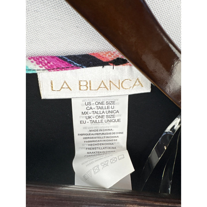 Women’s LA Blanca One Size Black Short Sleeve Shawl w/ Multicolor Stitching