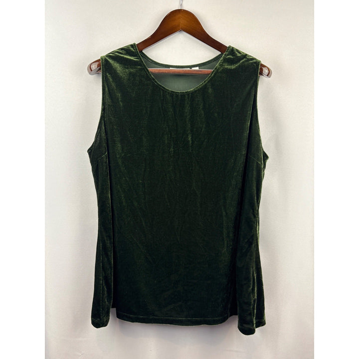 Women’s D&amp;Co XL Forest Green Velvet Sleeveless Blouse