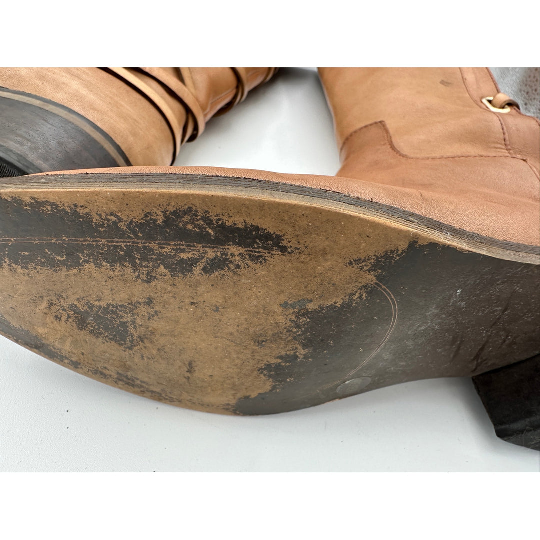 Women’s BCBGeneration Janiss Luggage Leather Riding Boots Tan Size 8
