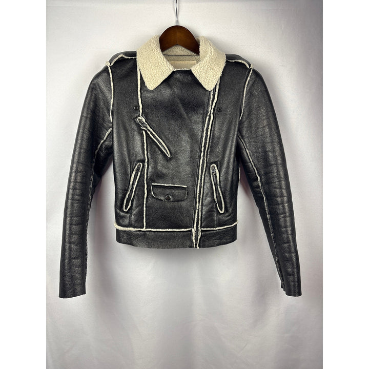 Women’s Vintage Denim & Supply Ralph Lauren Small Black Suede Fur Lined Jacket