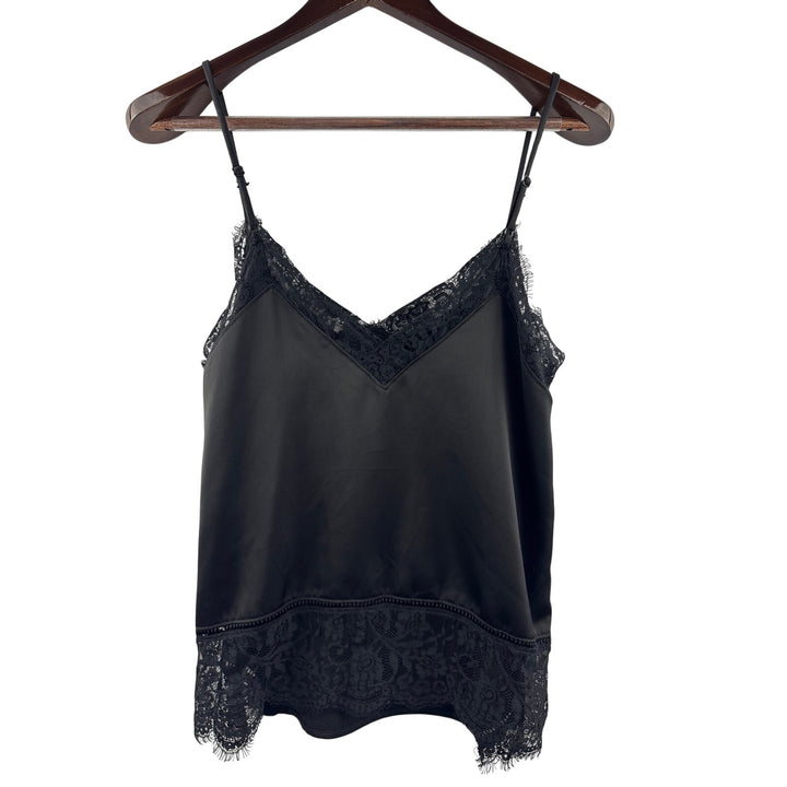 Women’s Halogen Petite Medium Black Satin Cami s/ Lace Details