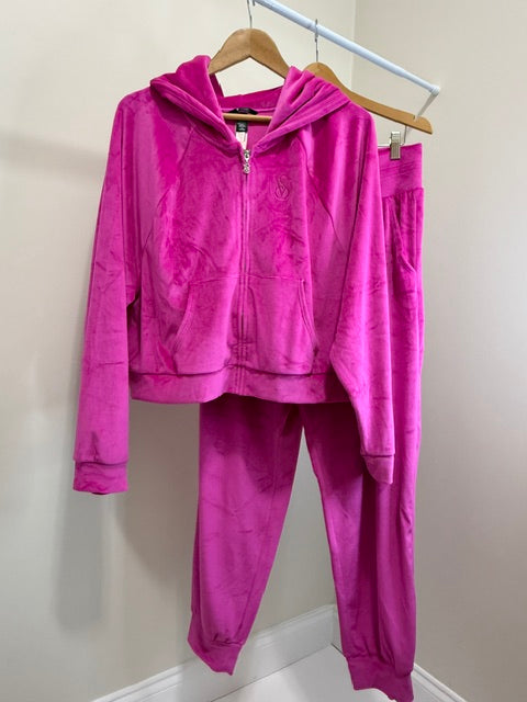 Victorias Secret Barbie Pink Velour Tracksuit Set Size Large NWT